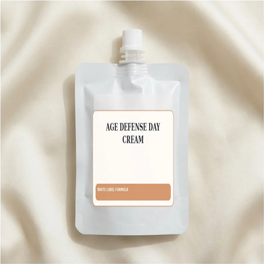 Age Defense Day Cream White Label Formula — Spout sachet private label packaging