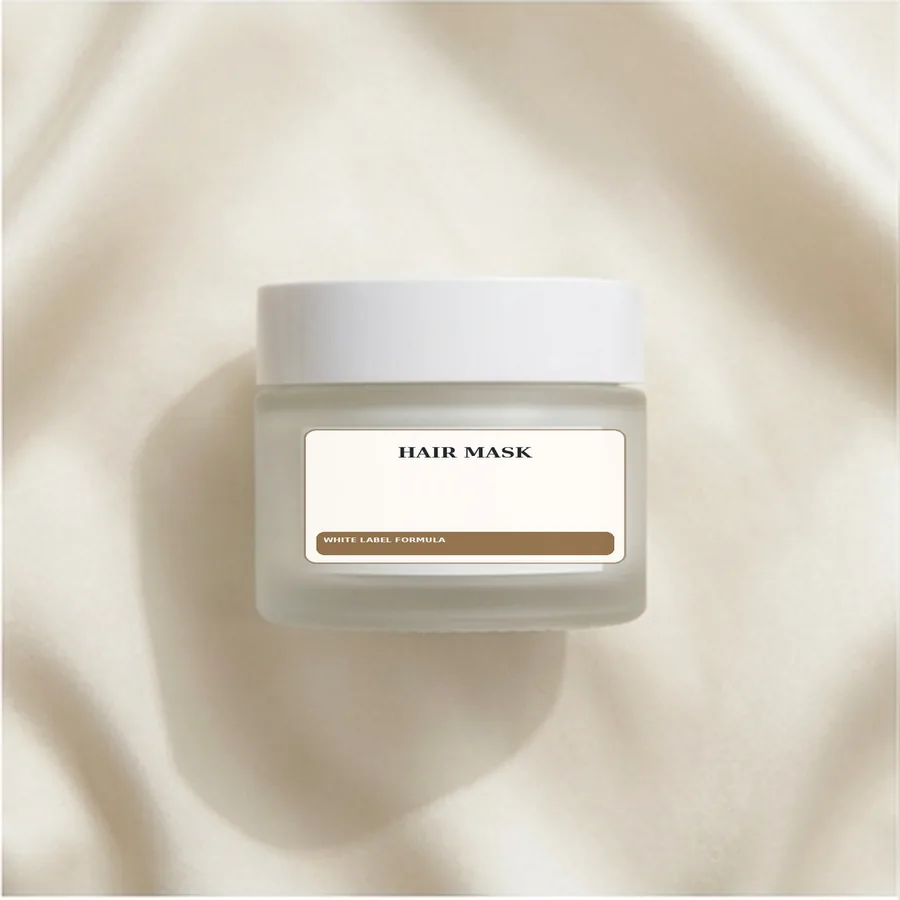Hair Mask White Label Formula — Glass jar private label packaging