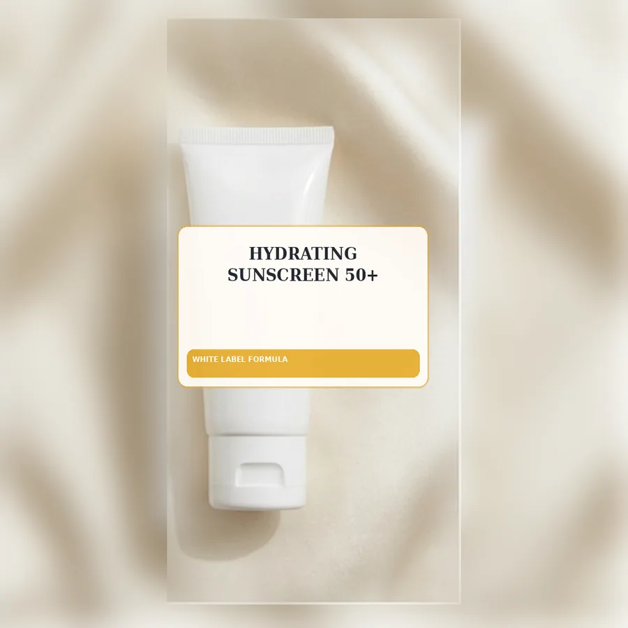 Hydrating Sunscreen 50+ White Label Formula — Squeeze tube private label packaging