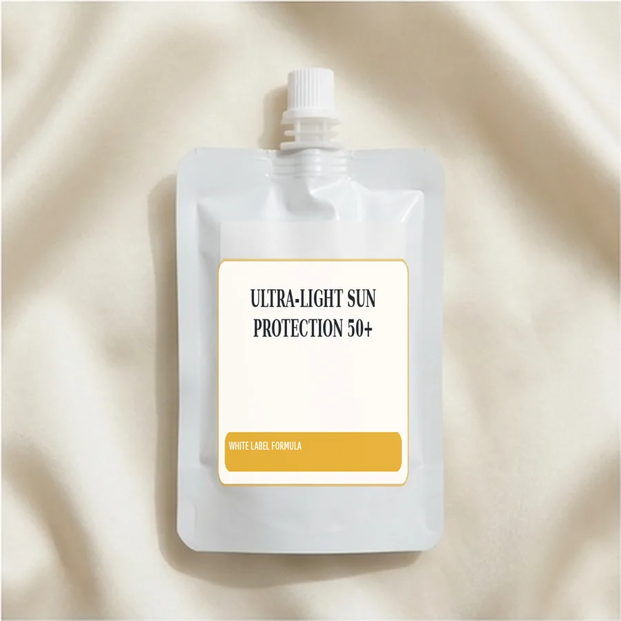 Ultra-Light Sun Protection 50+ White Label Formula — Spout sachet private label packaging